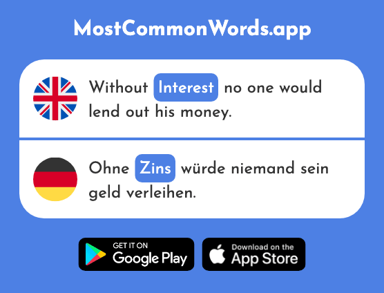 Interest - Zins (The 1967th Most Common German Word)