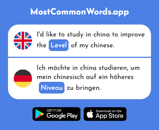 Level, standard - Niveau (The 1825th Most Common German Word)