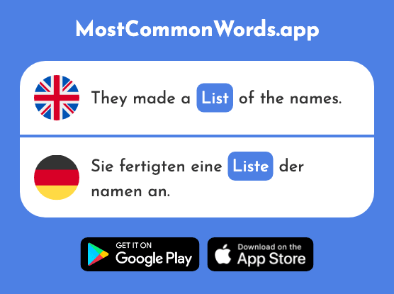 List - Liste (The 1792nd Most Common German Word)