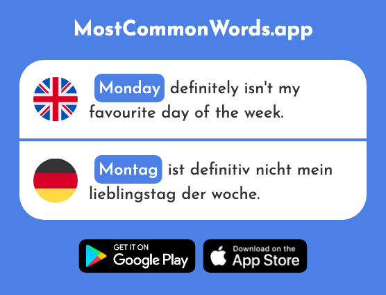 Monday - Montag (The 1044th Most Common German Word)