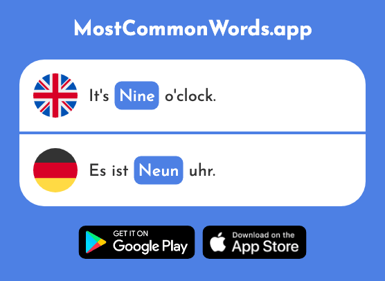 Nine - Neun (The 1053rd Most Common German Word)