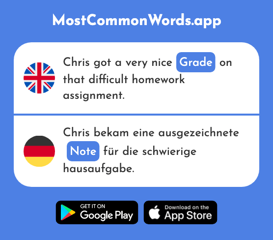 Note, grade - Note (The 2952nd Most Common German Word)