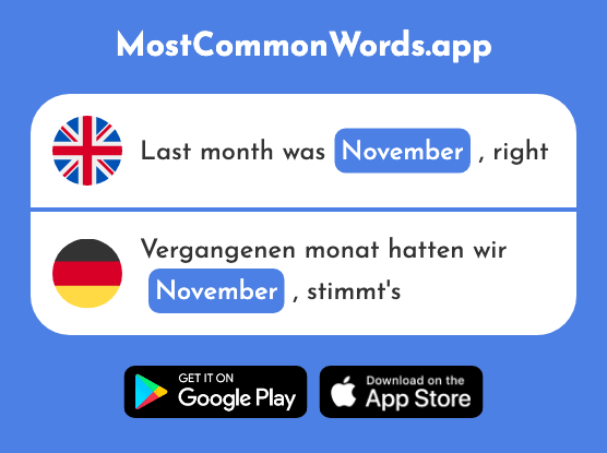 November - November (The 1273rd Most Common German Word)