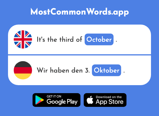 October - Oktober (The 1223rd Most Common German Word)