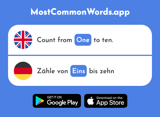 One - Eins (The 774th Most Common German Word)