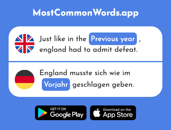 Previous year - Vorjahr (The 2263rd Most Common German Word)