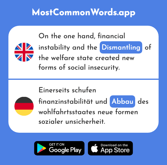 Reduction, cut back, eliminate, dismantling - Abbau (The 2592nd Most Common German Word)