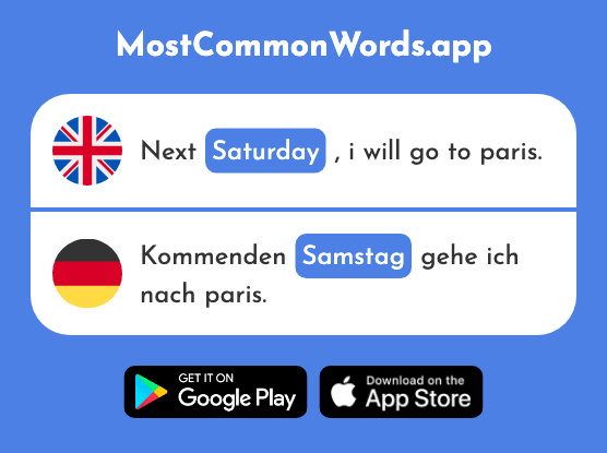 Saturday - Samstag (The 1112th Most Common German Word)