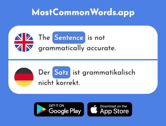 Sentence - Satz (The 432nd Most Common German Word)