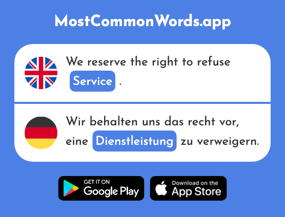 Service - Dienstleistung (The 2305th Most Common German Word)