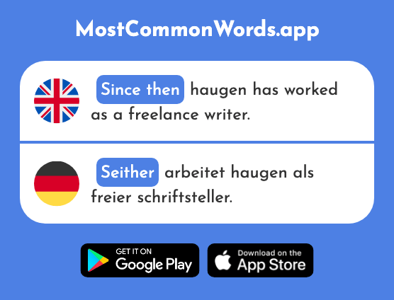 Since then - Seither (The 2887th Most Common German Word)