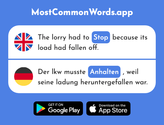 Stop, last - Anhalten (The 1620th Most Common German Word)