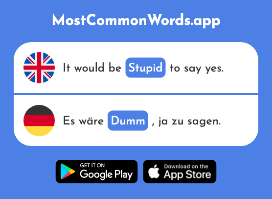 Stupid - Dumm (The 2270th Most Common German Word)