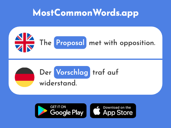 Suggestion, proposal - Vorschlag (The 1619th Most Common German Word)