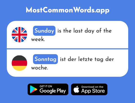 Sunday - Sonntag (The 804th Most Common German Word)