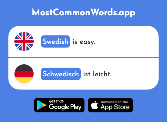 Swedish - Schwedisch (The 2723rd Most Common German Word)