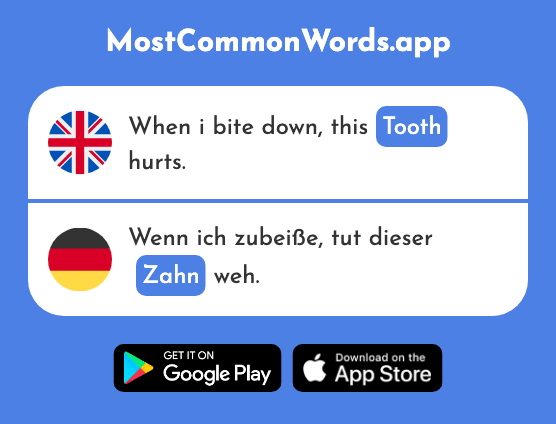 Tooth - Zahn (The 1871st Most Common German Word)
