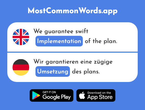 Transfer, implementation - Umsetzung (The 1900th Most Common German Word)