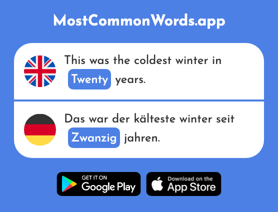 Twenty - Zwanzig (The 1359th Most Common German Word)
