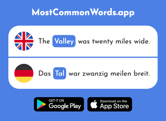 Valley - Tal (The 2622nd Most Common German Word)