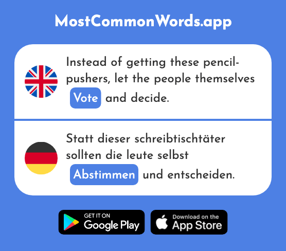 Vote, coordinate - Abstimmen (The 2802nd Most Common German Word)