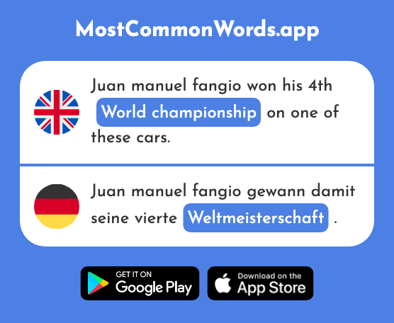 World championship - Weltmeisterschaft, wm (The 2370th Most Common German Word)