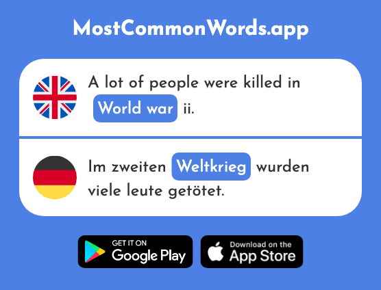 World war - Weltkrieg (The 1867th Most Common German Word)