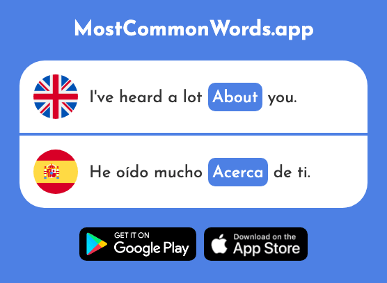 About, concerning - Acerca (The 842nd Most Common Spanish Word)
