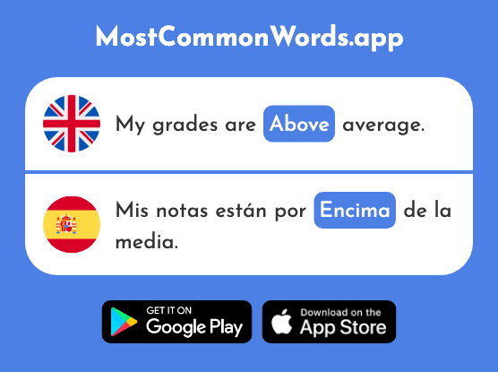 Above, on top, in addition - Encima (The 1140th Most Common Spanish Word)