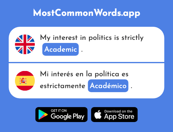 Academic - Académico (The 2124th Most Common Spanish Word)