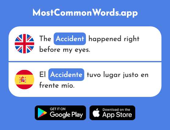 Accident, irregularity - Accidente (The 1661st Most Common Spanish Word)