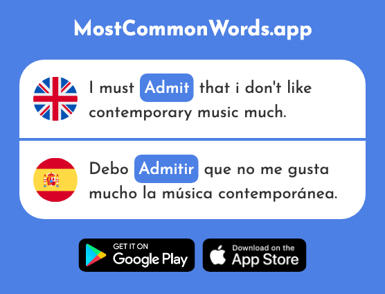 Admit - Admitir (The 1483rd Most Common Spanish Word)