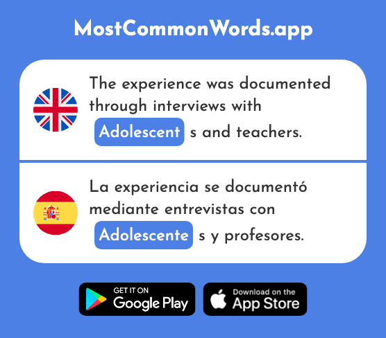 Adolescent - Adolescente (The 2257th Most Common Spanish Word)