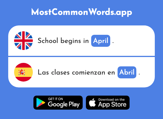 April - Abril (The 1064th Most Common Spanish Word)