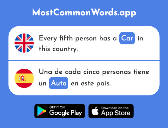 Auto, car - Auto (The 1543rd Most Common Spanish Word)