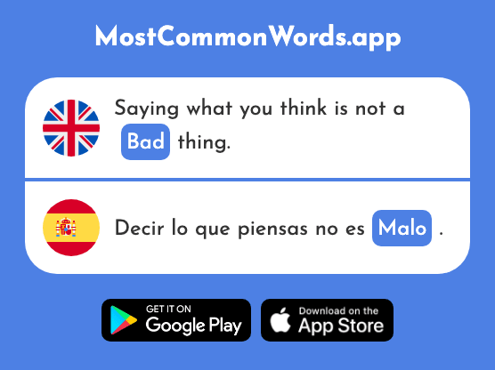 Bad - Malo (The 360th Most Common Spanish Word)
