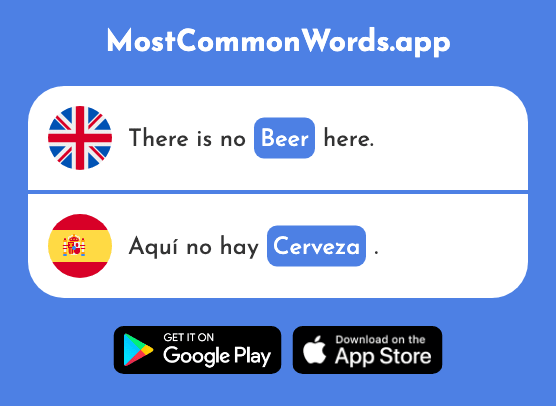 Beer, ale - Cerveza (The 2283rd Most Common Spanish Word)