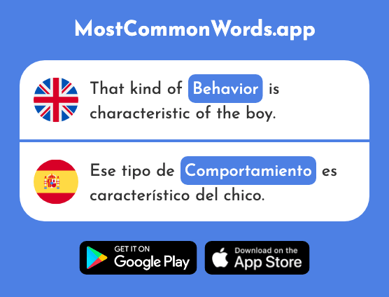 Behavior, conduct - Comportamiento (The 1616th Most Common Spanish Word)