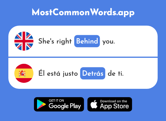 Behind - Detrás (The 2044th Most Common Spanish Word)