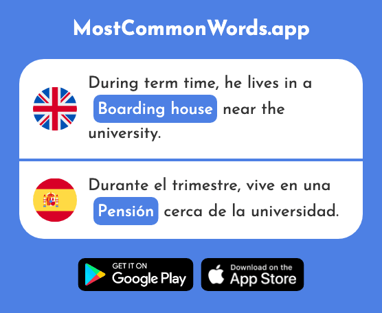 Boarding house - Pensión (The 2682nd Most Common Spanish Word)