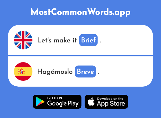Brief, short - Breve (The 1691st Most Common Spanish Word)