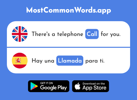 Call, knock - Llamada (The 1324th Most Common Spanish Word)