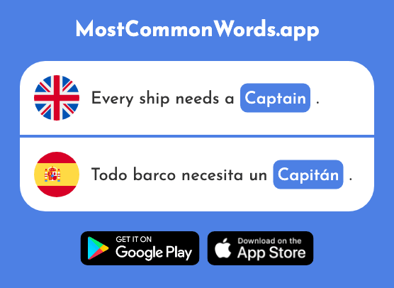 Captain, chief - Capitán (The 1774th Most Common Spanish Word)