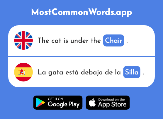 Chair, seat - Silla (The 1271st Most Common Spanish Word)