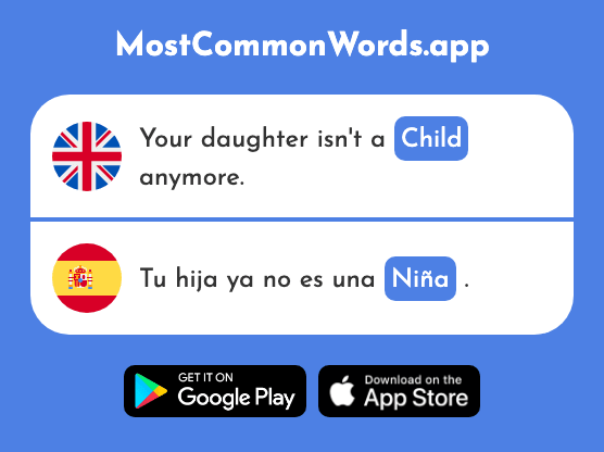 Child, young girl - Niña (The 622nd Most Common Spanish Word)