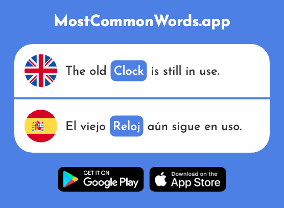 Clock, watch - Reloj (The 1683rd Most Common Spanish Word)