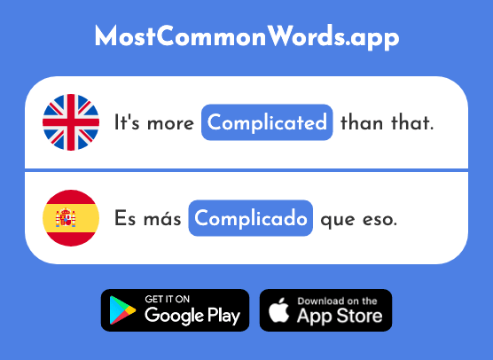 Complicated, complex - Complicado (The 2341st Most Common Spanish Word)