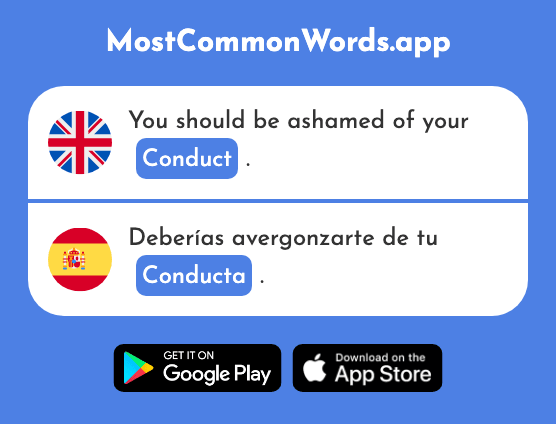 Conduct, behavior - Conducta (The 1660th Most Common Spanish Word)