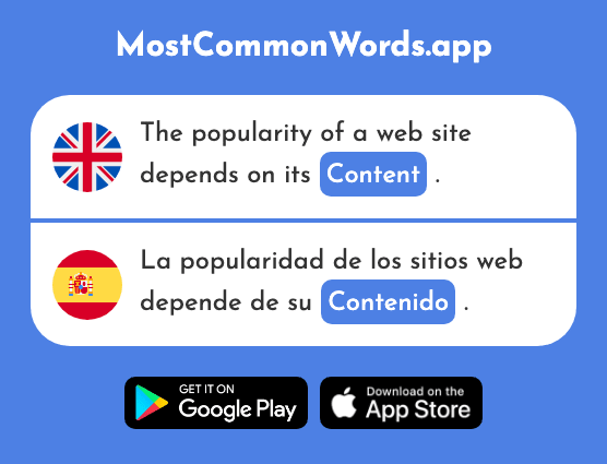 Contents, content - Contenido (The 962nd Most Common Spanish Word)