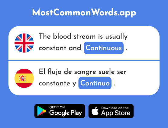 Continuous - Continuo (The 2038th Most Common Spanish Word)